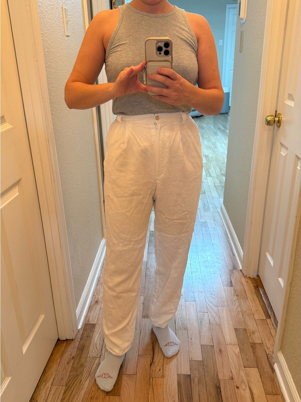 Vintage White 100% linen pants Rafaella, Size 10